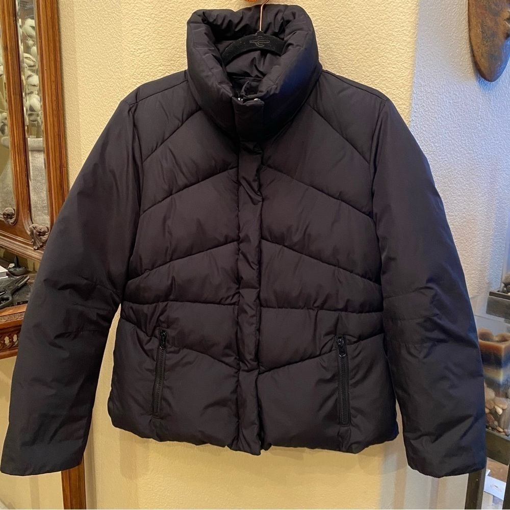 GAP Women Black Thick Warm Puffer Button Zipped Jacket Size Large